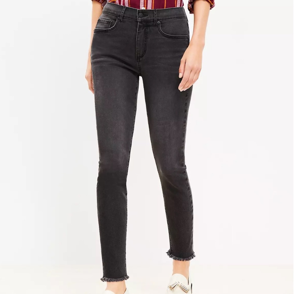 Loft Mid Rise Skinny Jeans in Washed Grey Wash 4 27
